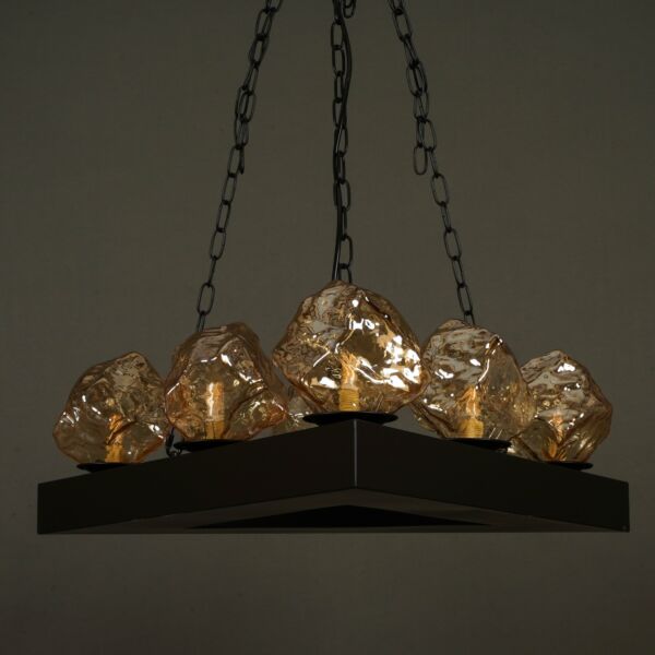 إنارة معلقة مثلث جلونج ستونز - عسلي واسود