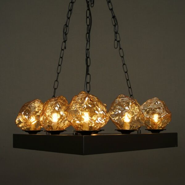 إنارة معلقة مثلث جلونج ستونز - عسلي واسود