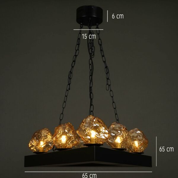 إنارة معلقة مثلث جلونج ستونز - عسلي واسود