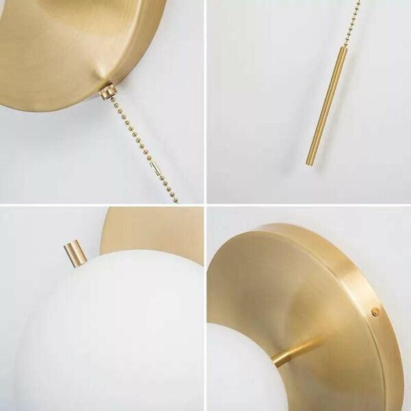 إضاءة جدارية جستن مع حبل تشغيل - ذهبي