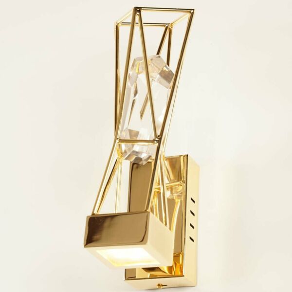إضاءة جدارية قفص الكريستال - ذهبي