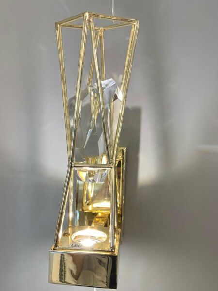 إضاءة جدارية قفص الكريستال - ذهبي