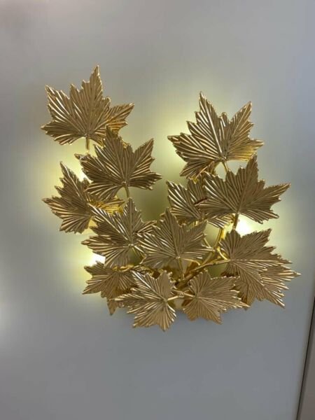 إضاءة جدارية أوراق الخريف 5 لمبات - ذهبي