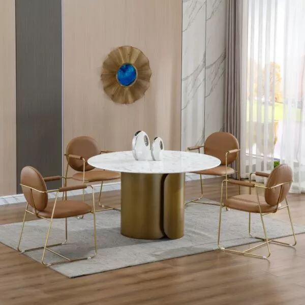 طاولة طعام ميراكي 4 اشخاص - ابيض ونحاسي