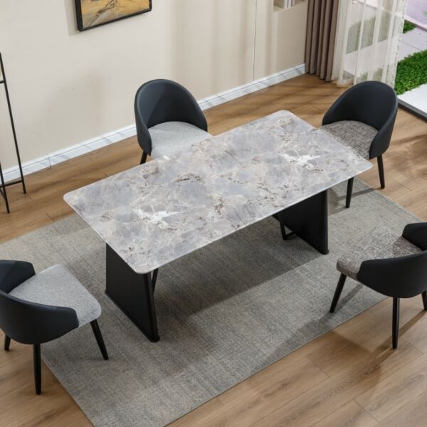 طاولة طعام بلاكوس 6 اشخاص - رمادي واسود