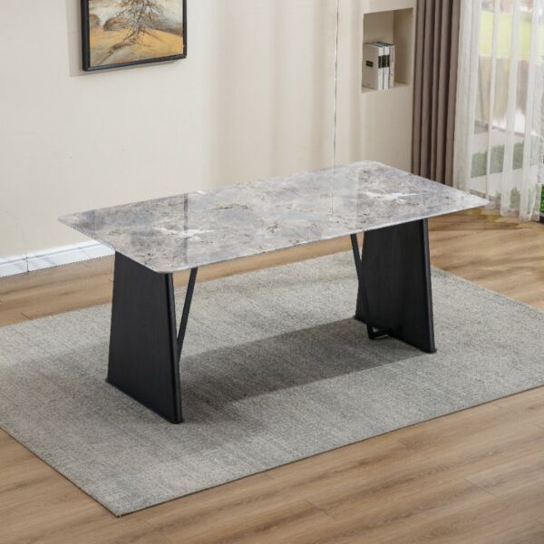 طاولة طعام بلاكوس 6 اشخاص - رمادي واسود