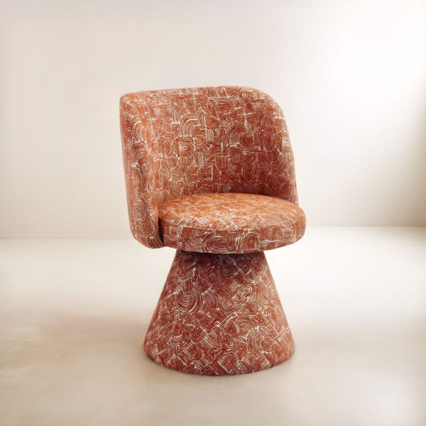 كرسي طاولة طعام كايلا - برتقالي وبيج