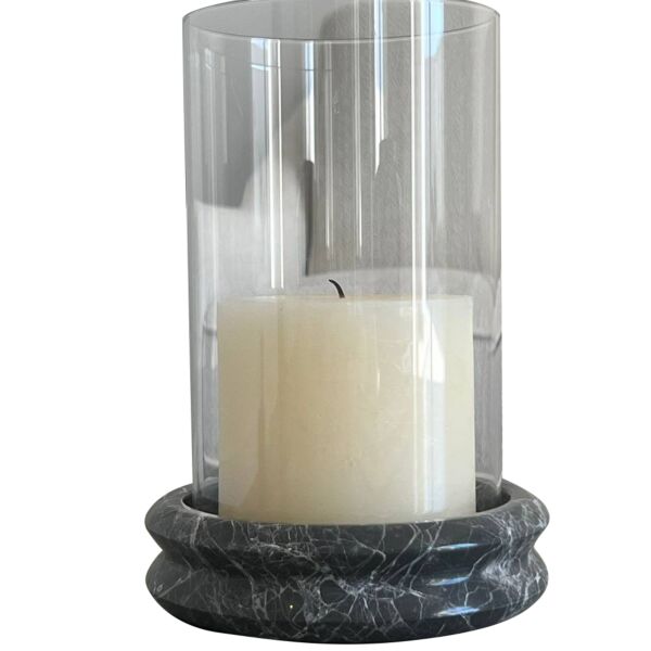 حامل شموع كايلا رخام - رمادي