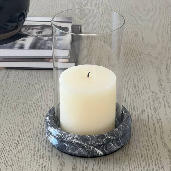 حامل شموع كايلا رخام - رمادي