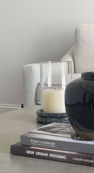 حامل شموع كايلا رخام - رمادي