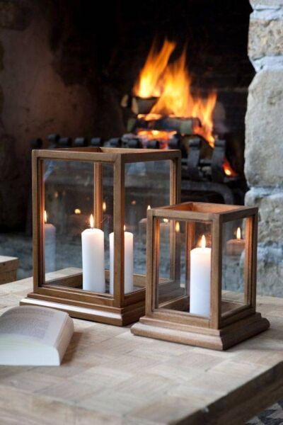 حامل شموع بوكسي خشبي كبير - بني جملي