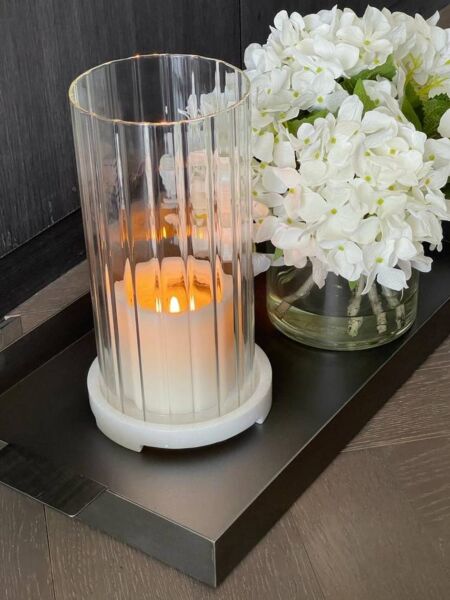 حامل شموع هيدي رخامي - أبيض