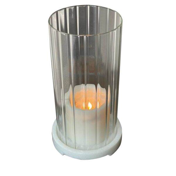 حامل شموع هيدي رخامي - أبيض