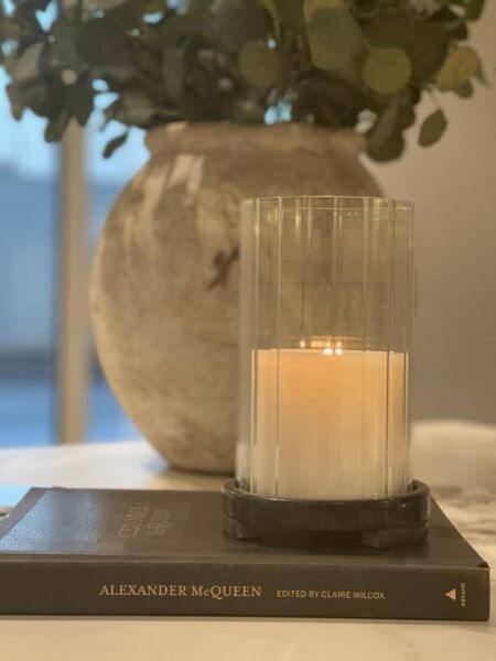 حامل شموع كولون رخامي - رمادي غامق