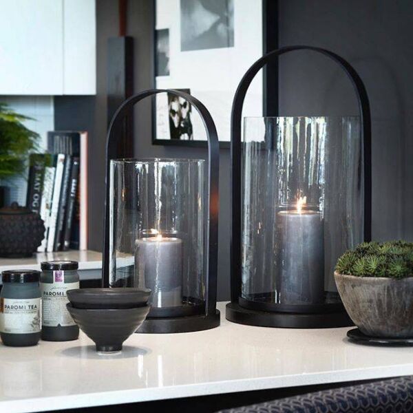 حامل شموع بونا معدني كبير - أسود