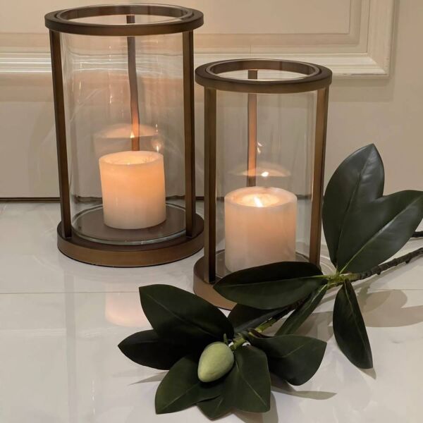 حامل شموع سليندا معدني صغير - بني نحاسي