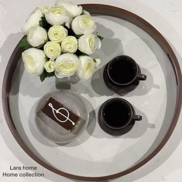 صينية خشب دائرية
