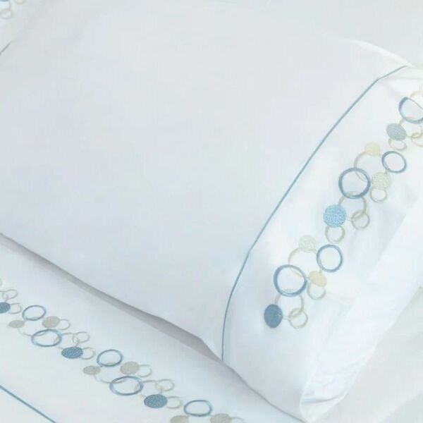 طقم غطاء سرير 200 غرزة 6 قطع بابلز - أبيض