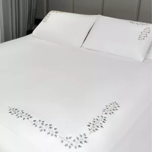 طقم غطاء سرير 600 غرزة 6 قطع دوفيه كاكتس - أبيض