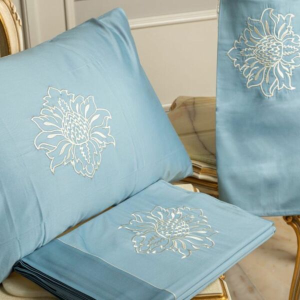 طقم غطاء سرير 600 غرزة 6 قطع جلامور - أزرق