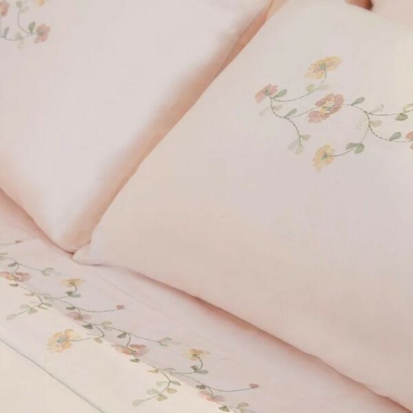 طقم غطاء سرير 200 غرزة 6 قطع باستل فلاور - وردي