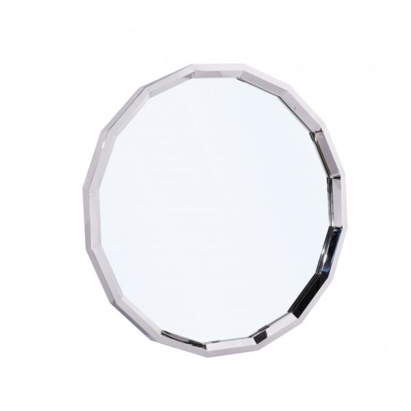 مرآة حائط هيكساديكا دائرية مضلعة - فضي