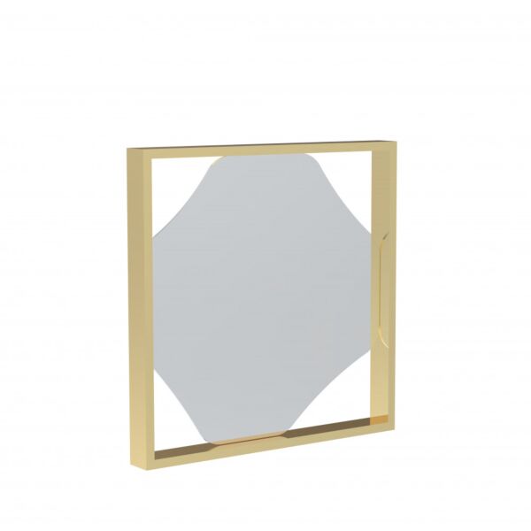 مرآة حائط كيرفد رومبوس مربعة - ذهبي لامع