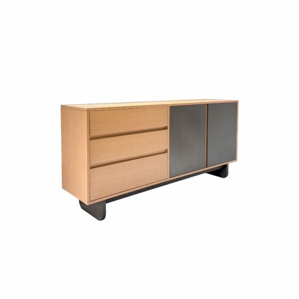 طاولة بوفيه أخدود - رمادي