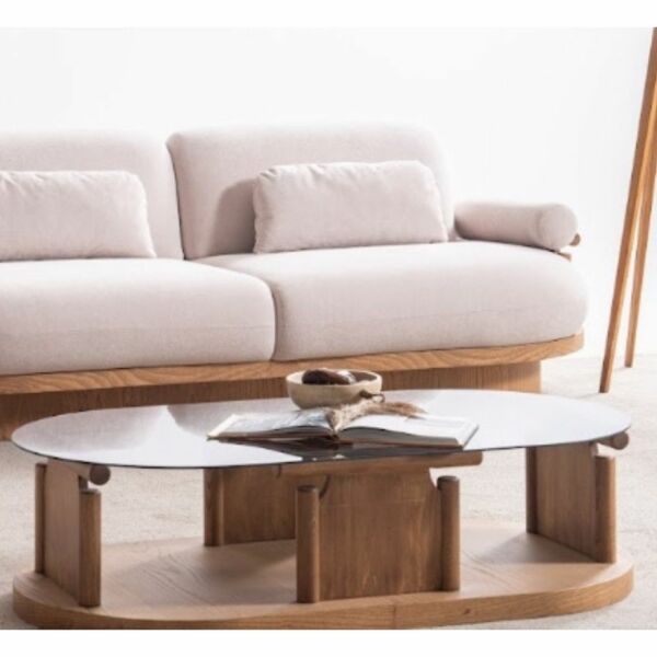 طاولة قهوة آنجل - بني فاتح