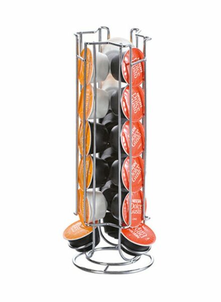 رف معدني لتخزين علب القهوة والشاي - فضي