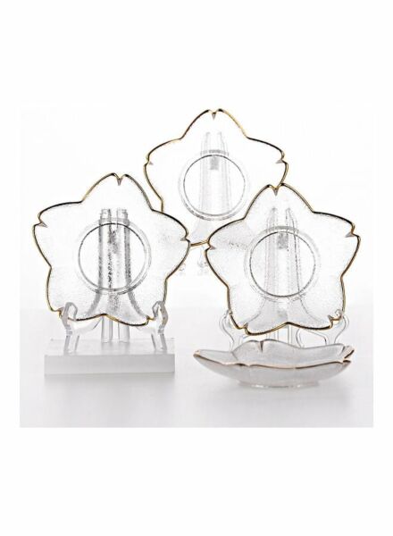 طقم صحون حلى على شكل أزهار الكرز - 4 قطع - شفاف