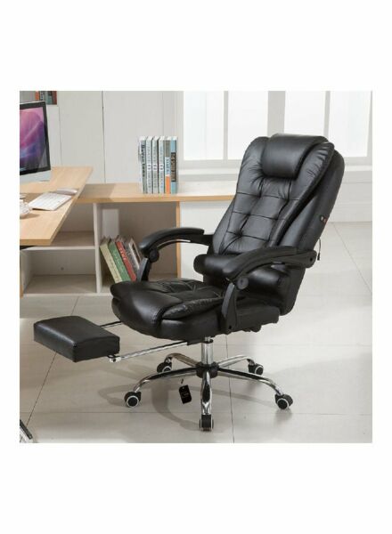 كرسي مكتب كلاسي - اسود وفضي