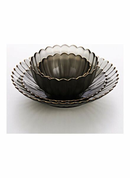 طقم صحون عشاء من الزجاج فيليب - 4 قطع - رمادي