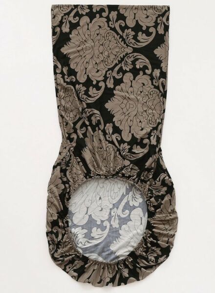 غطاء كرسي مطاطي بطباعة كلاسيكية بني وأسود