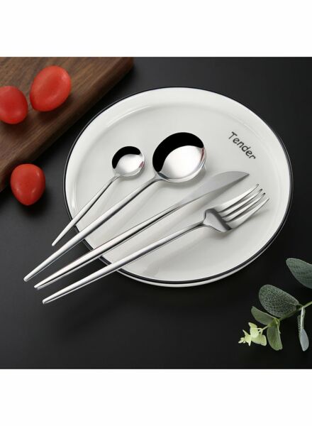 طقم أدوات مائدة راوندي 4 قطع - فضي