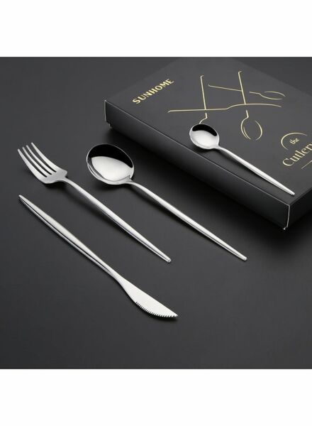 طقم أدوات مائدة راوندي 4 قطع - فضي