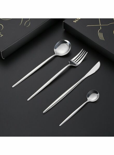 طقم أدوات مائدة راوندي 4 قطع - فضي