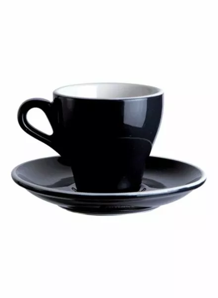طقم كوب مع صحن بينتي 180 مل - أسود