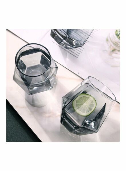 كاس زجاج من شور بشكل قطعة ألماس - رمادي