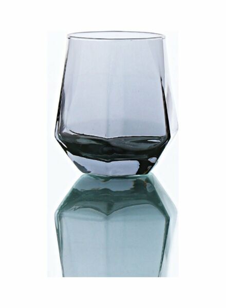 كاس زجاج من شور بشكل قطعة ألماس - رمادي