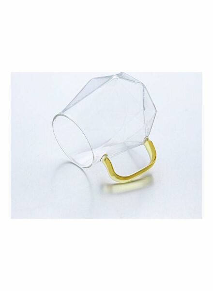 كوب زجاج من شور بتصميم ماسة - شفاف