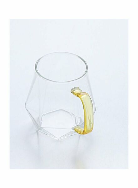 كوب زجاج من شور بتصميم ماسة - شفاف