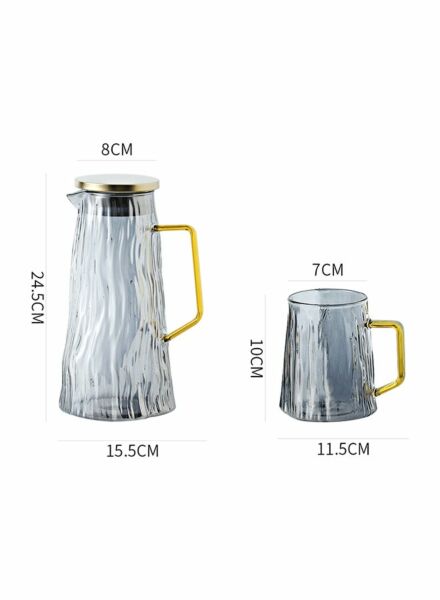 طقم إبريق وأكواب ماء من 5 قطع - رمادي