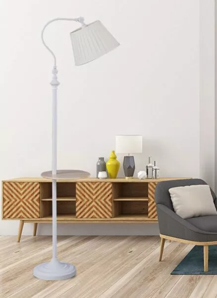 ابجورة ارضية مع رف مصباح LED معدني إسكندنافي