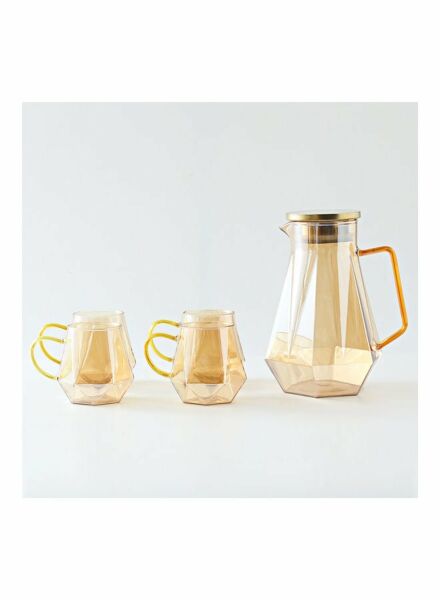 طقم ابريق وأكواب - شفاف