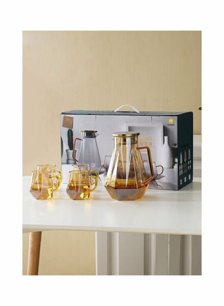 طقم ابريق وأكواب - شفاف