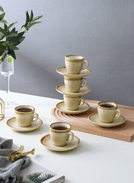 طقم تقديم قهوة تركية - 12 قطعة