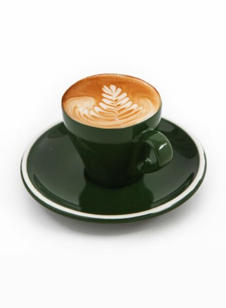 فنجان مع الطبق - اخضر داكن