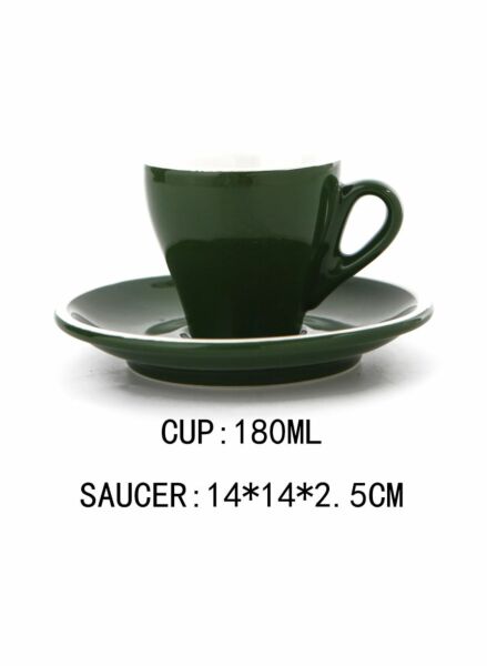 فنجان مع الطبق - اخضر داكن