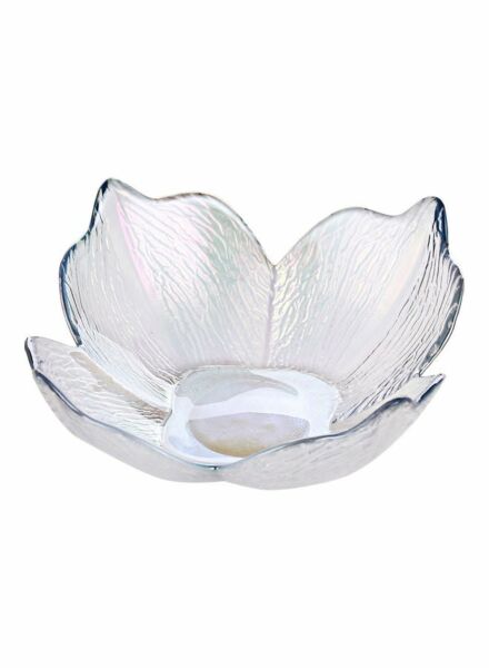 صحن عميق بتصميم زهرة الزنبق - زجاجي شفاف